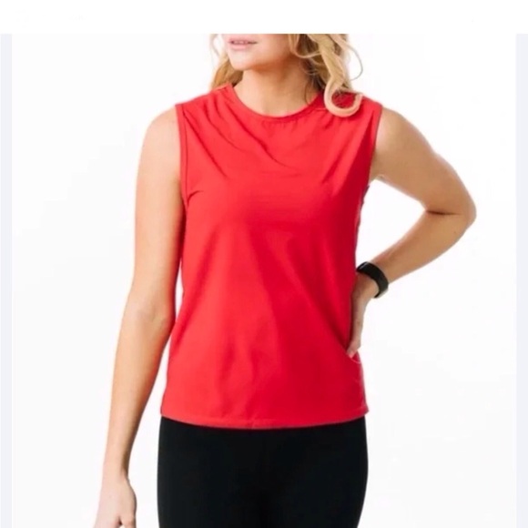 ZYIA Tops - ZYIA Active Red Slit Side Fitted Sleeveless Muscle Tank Top Women’s Size XL